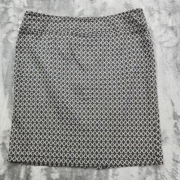 SOHO Apparel Skirt Women L Black White Geometric Pull On Pencil Back Slit Office - Picture 1 of 7